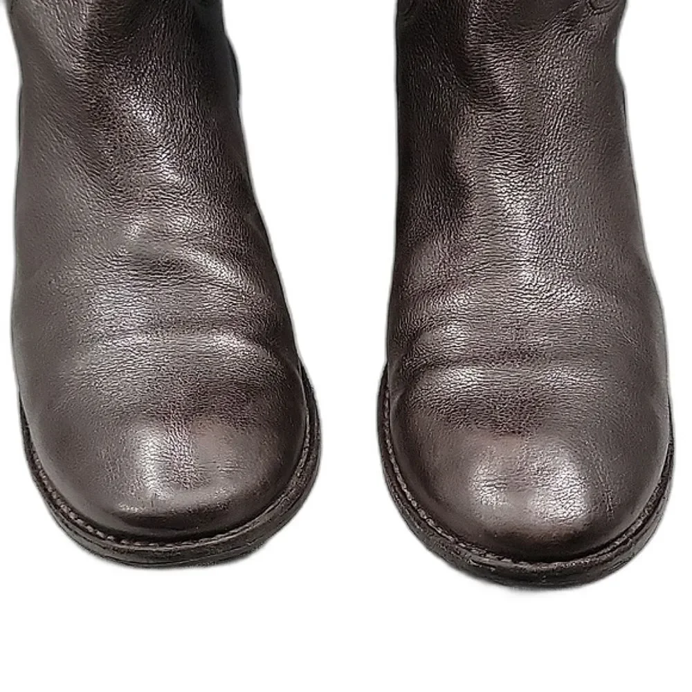 Frye PAIGE Dark Brown Leather Tall Pull-On Riding Boots 77535 Women's Size 9 B